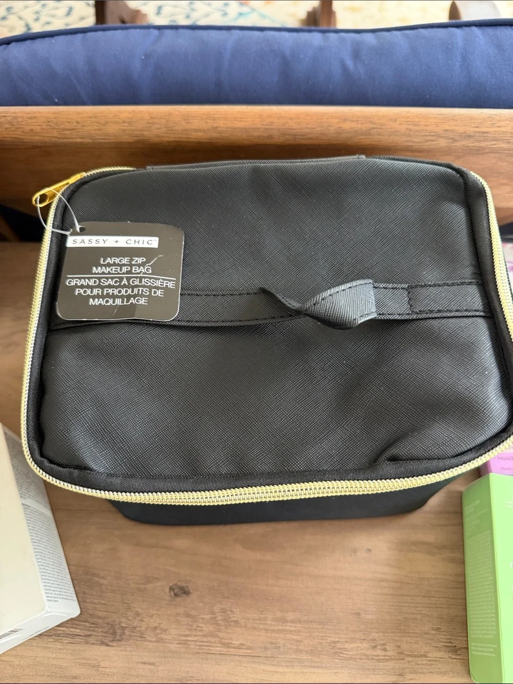 Large Black Cosmetic Bag with Skincare Bundle